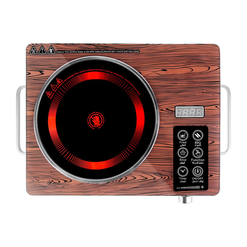 Plaque de cuisson électrique en céramique brun simple brûleur 3500W avec 12 niveaux de puissance, 4 modes préréglés et minuterie 0-3H