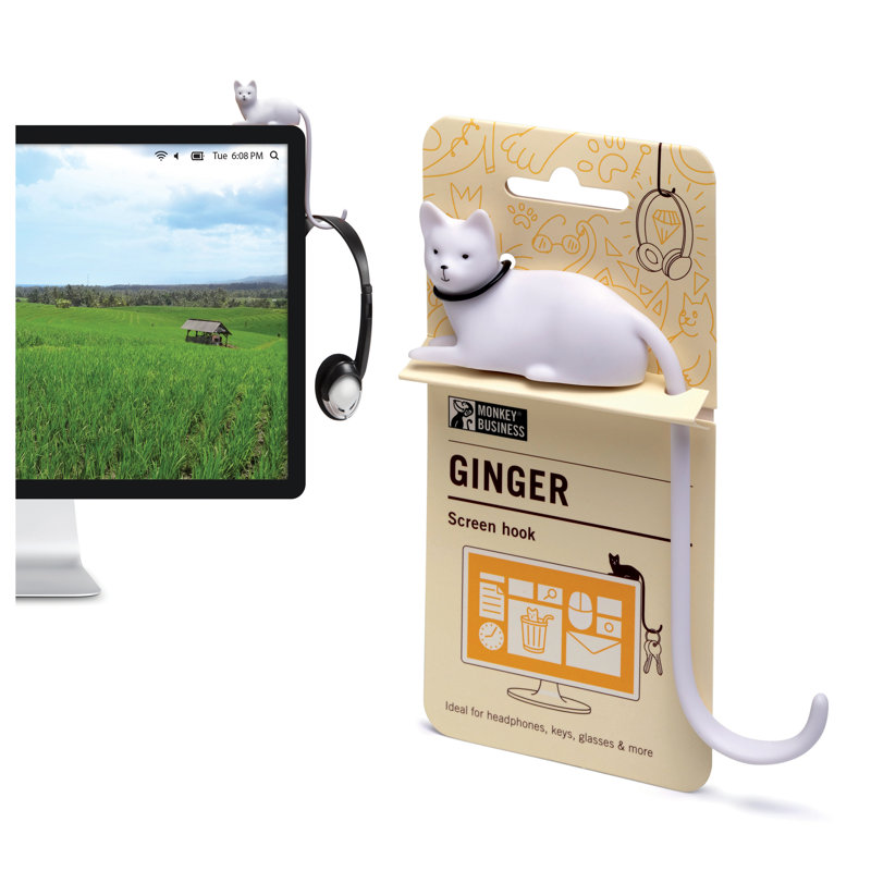 Crochet de queue pour chat Monkey Business Ginger The Cat, Blanc