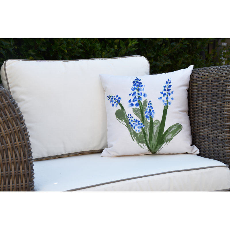 Farmers Market Bell Outdoor Square Pillow Cover and Insert, Blue, 18" x 18"