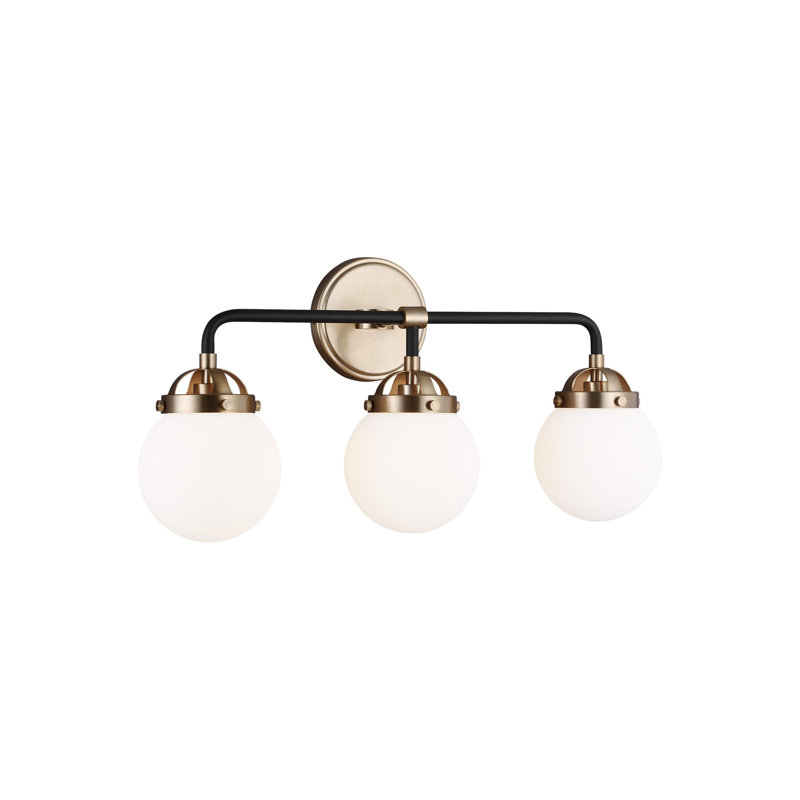 Éclairage pour meuble-lavabo en verre soufflé à la main 3 lumières Newport, Laiton satiné, Non