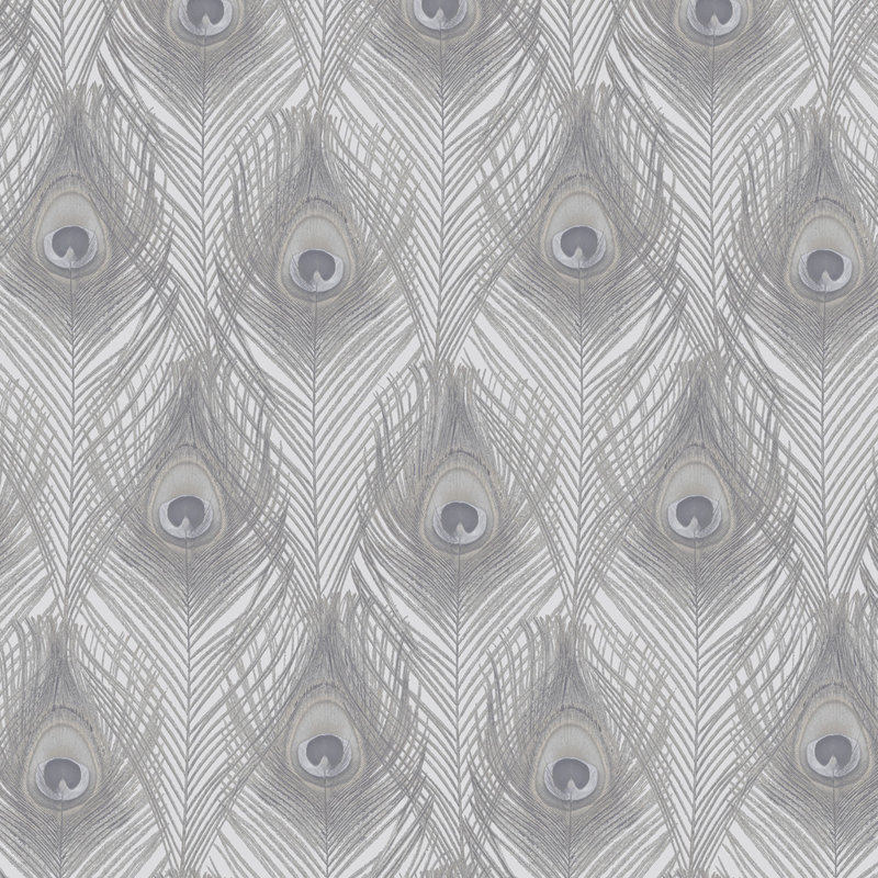  Rouleau de papier peint métallique L 33 pi x l 20,5 po Peacock, Gris