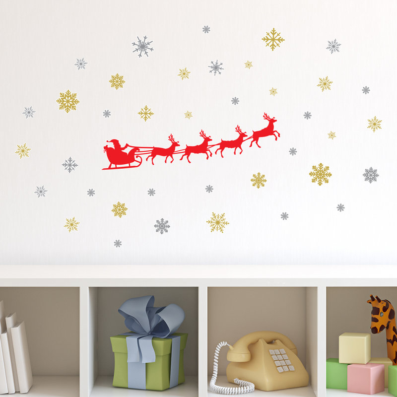 Décalcomanie murale bateau père noël, 45,67 x 56,69 x 0,09