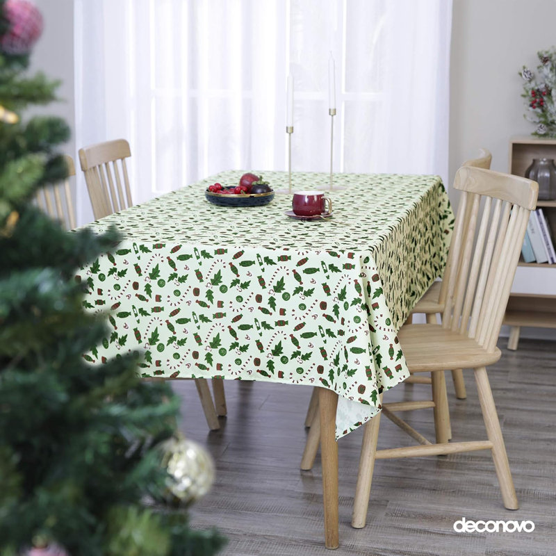 Rectangle Polyester Tablecloth, Light green, 130cm W x 280cm L