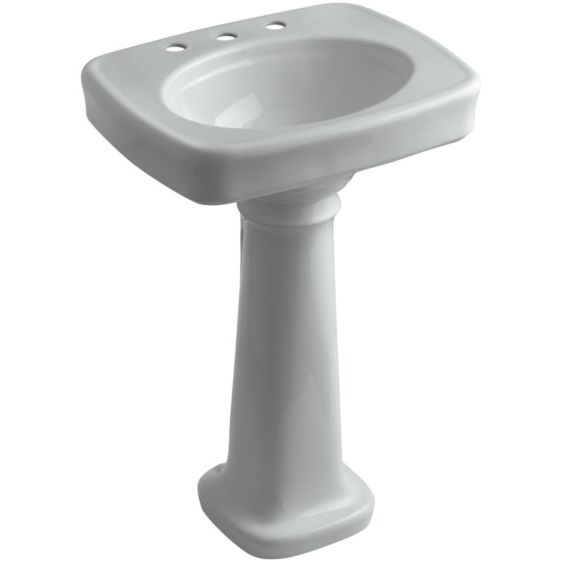 Bancroft 28" Tall Ceramic Vitreous China Rectangular Bathroom Sink, Sandbar, 8" Centers, 35.25" H x 21" W x 24" L