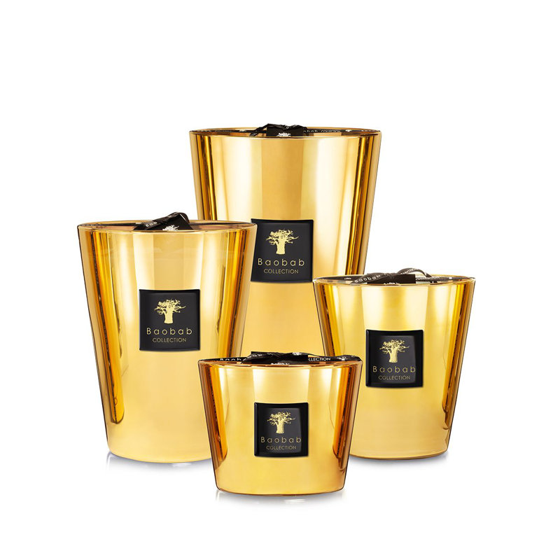 Les Exclusives Aurum Candle, 13.8" H x 7.41" W x 7.41" D