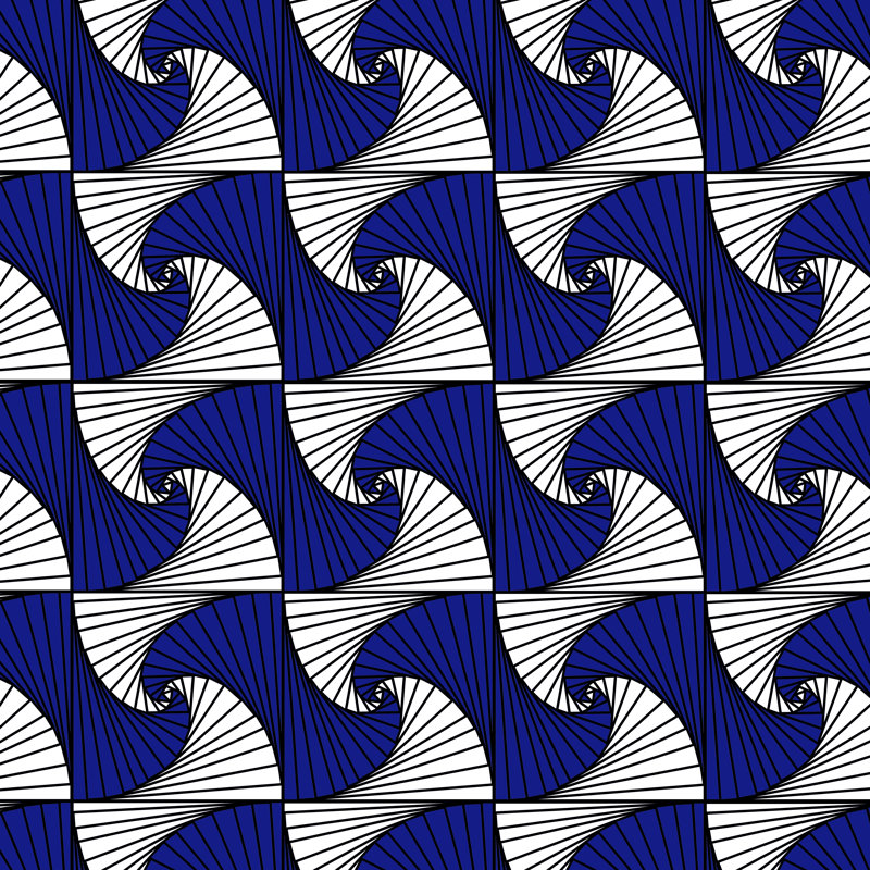 Navy Bue And White Spirals - Wrapped Canvas Print, 30cm H x 30cm W x 3.8cm D