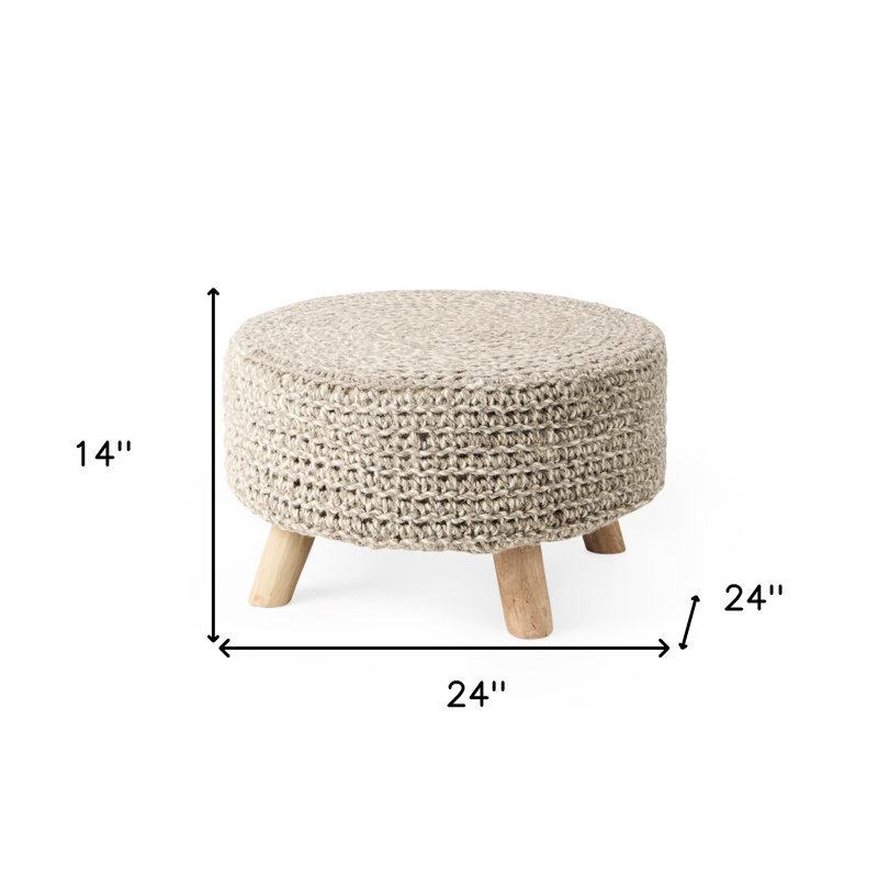 Repose-pieds rond en laine 24 po gris et brun