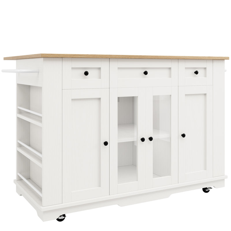 Wood Kitchen Island, White