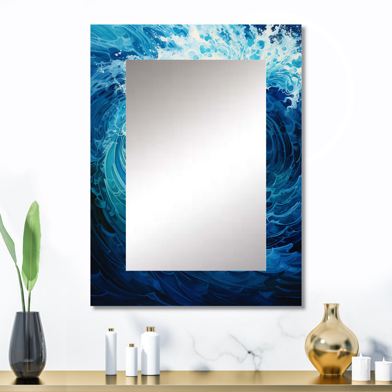Vortex Tidal Twist Wave - miroir mural spirales abstraites, miroir décoratif moderne, impression d'art en métal