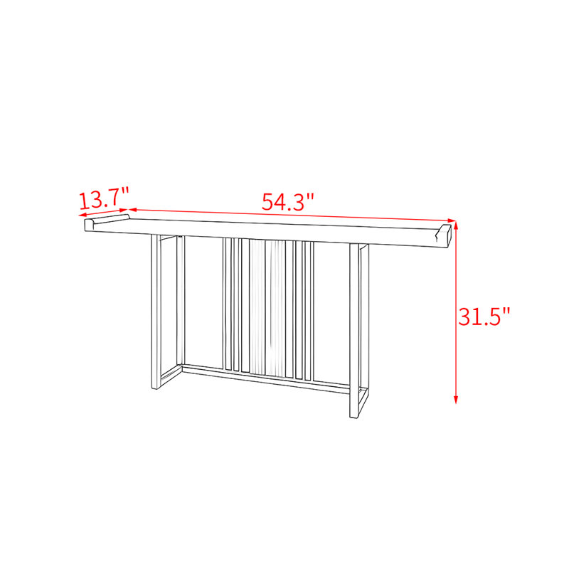 Nouvelle table d'entrée en bois massif de style chinois, H 31,5 po x l 54,3 po x P 11,8 po, Beige