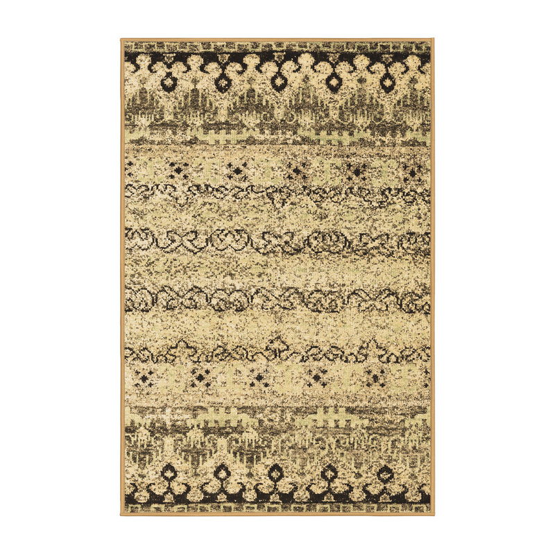 Tapis contemporains brun lavable à la machine 2567, Rectangle 2 pi x 3 pi