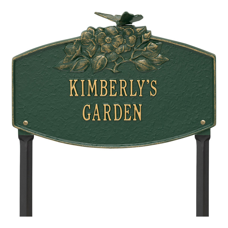 Butterfly Blossom Personalized Garden Sign, Green/Gold, Yes
