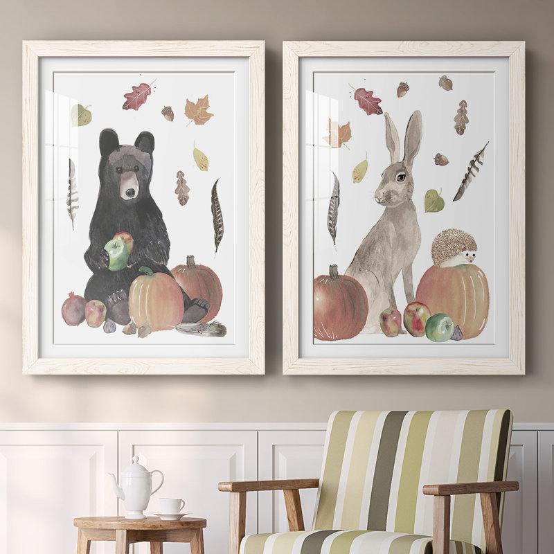 «Cute Autumn Forest I», reproduction encadrée de qualité supérieure - prête à accrocher, Blanc