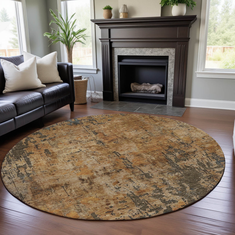 Premium Machine Washable Dominick AMF1203 Abstract Rug, Round 8'