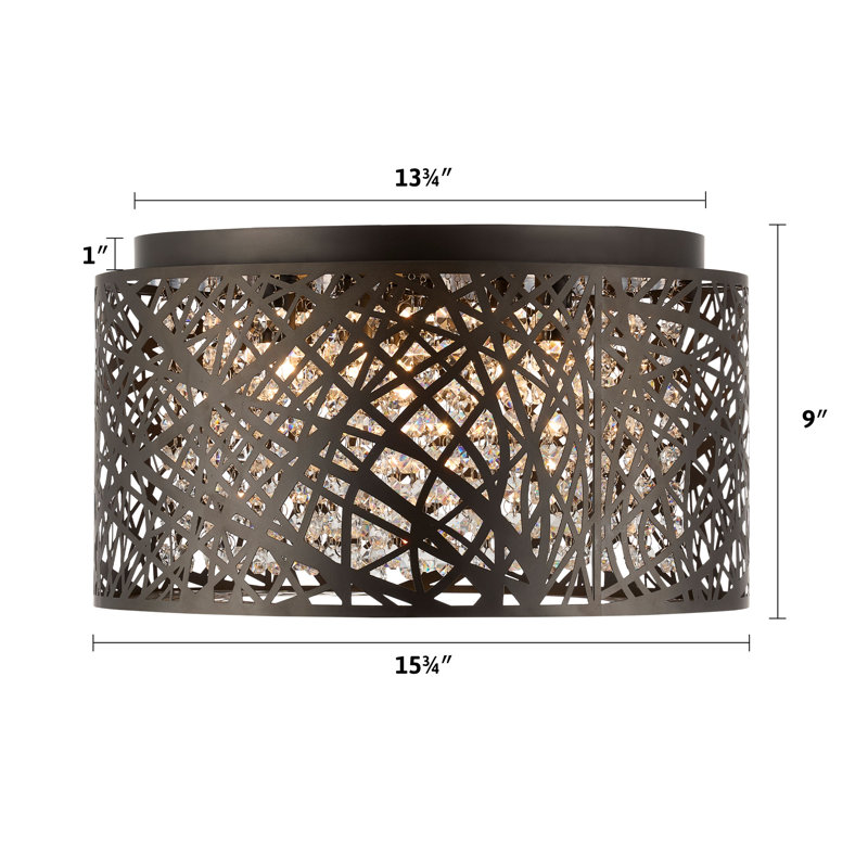 7 -Light Crystal Shaded 15.75" Flush Mount, Oil Rubbed Bronze 