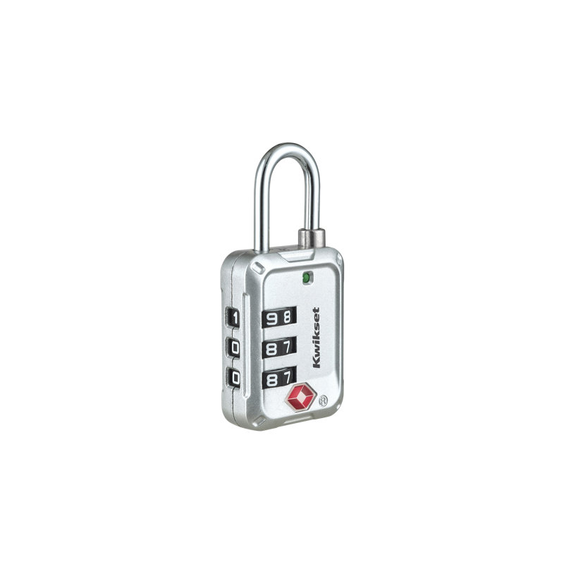 Serrure à bagages Kwikset TSA, 3 chiffres, corps 1-3 / 16 po, paquet de 1, argent, Silver