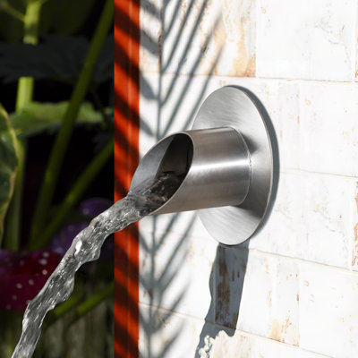 316 Stainless Steel Waterfall Spout, 3" Scupper with Laminar Flow & 1" FNPT, Seamless Design for Pool, Pond, Garden Fountain, Water Wall