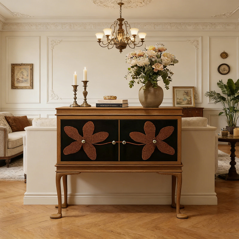 Armoire d'entrée Mid-Century, H 35,4 po x l 39,4 po x P 15,7 po