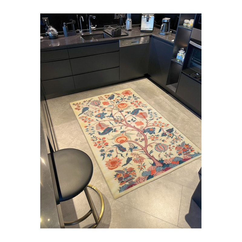 Tapis tissé à motif botanique et lavable, Rectangle 3 pi 3 po x 4 pi 11 po