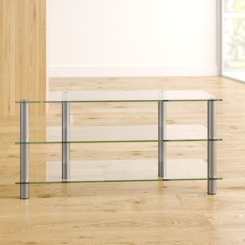 Whalen TV Stand for TVs up to 42", Silver / Clear Glass