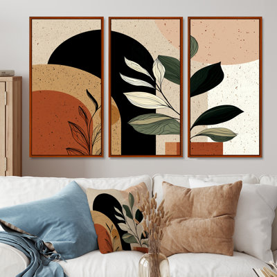 Black And Green Bohemian Geometric Minimalist Plant  - Botanicals Wall Décor Set