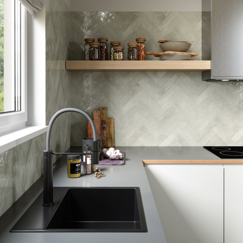 Miniature Soda 2.5" x 9.5" Zellige Porcelain Italian Tiles, Light Gray Moon