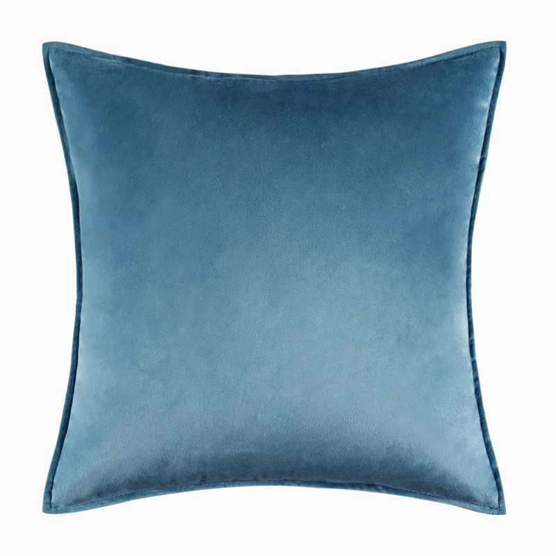 Square Velvet Pillow Cover & Insert, Water Blue, 20"H x 20"W