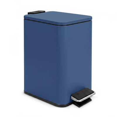 Poubelle de salle de bain 1,3 gallon (4,9 L), acier inoxydable, couvercle à fermeture douce, pédale, seau amovible, bleu