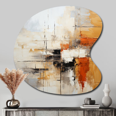 «Clerence Orange», impression abstraite de fractale noire - fractale, art mural en métal asymétrique