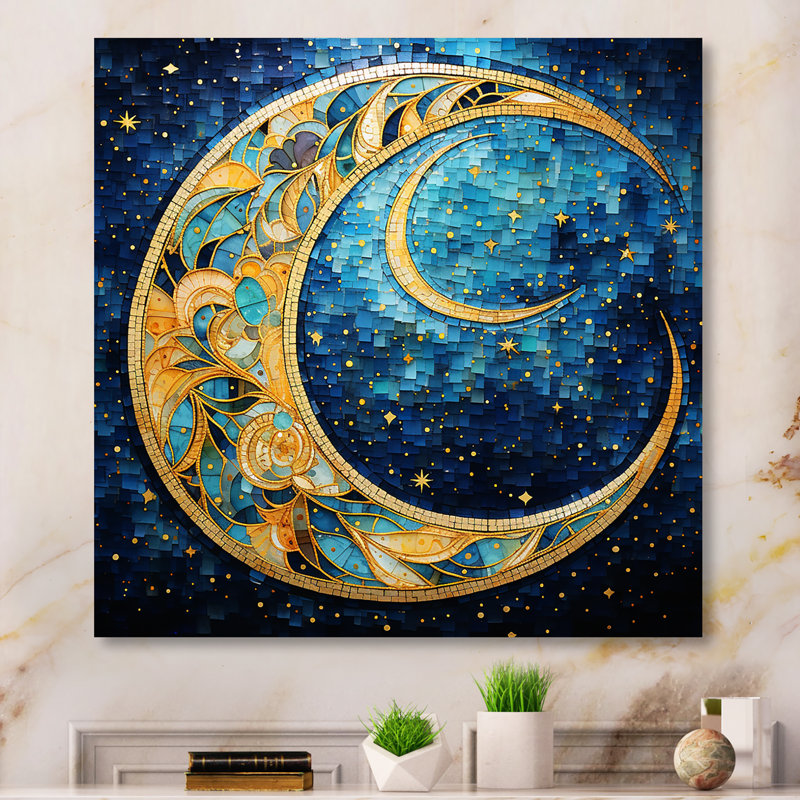 Orbe céleste or et bleu - art mural en métal Planète de l'espace, H 29 po x l 29 po x P 1,5 po