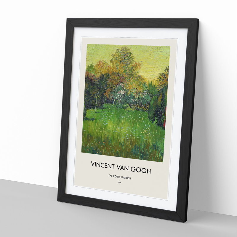 The Poets Garden by Vincent Van Gogh - Picture Frame Painting, 48cm H x 36cm W x 2cm D, Black Framed