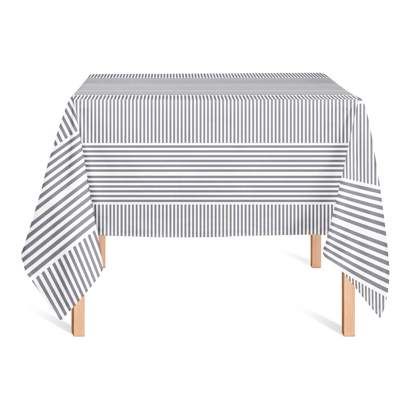 Shameka Striped Square Tablecloth, Dark Gray
