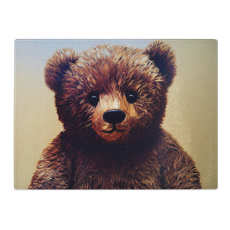 Enigmatic Teddy Bear  Glass Chopping Board