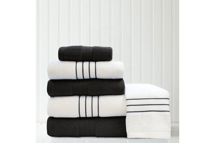 Chanel Inspired Embroidered Black and White Towel Set - Extra Large Bath  Towel And Hand Towel on , $32.00