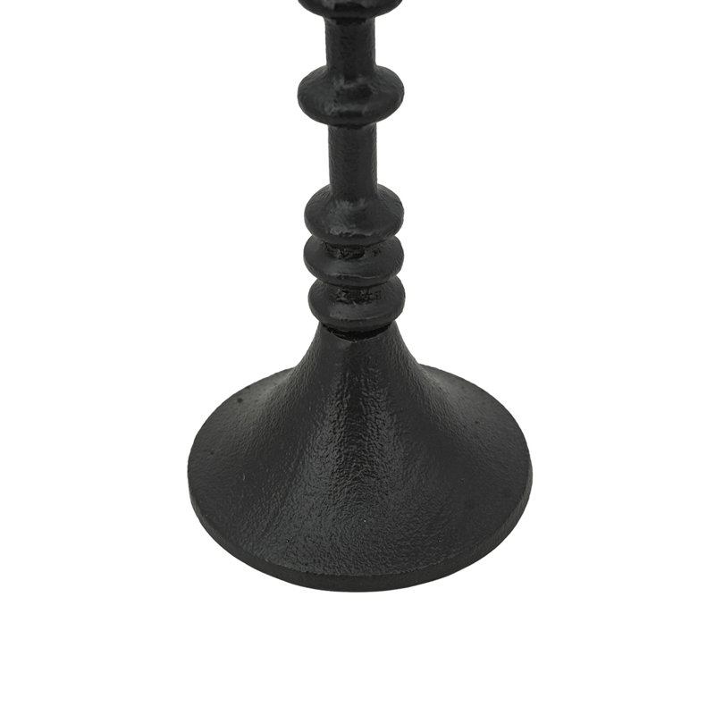 Porte-bougie décoratif en fer noir D4x13,5 po