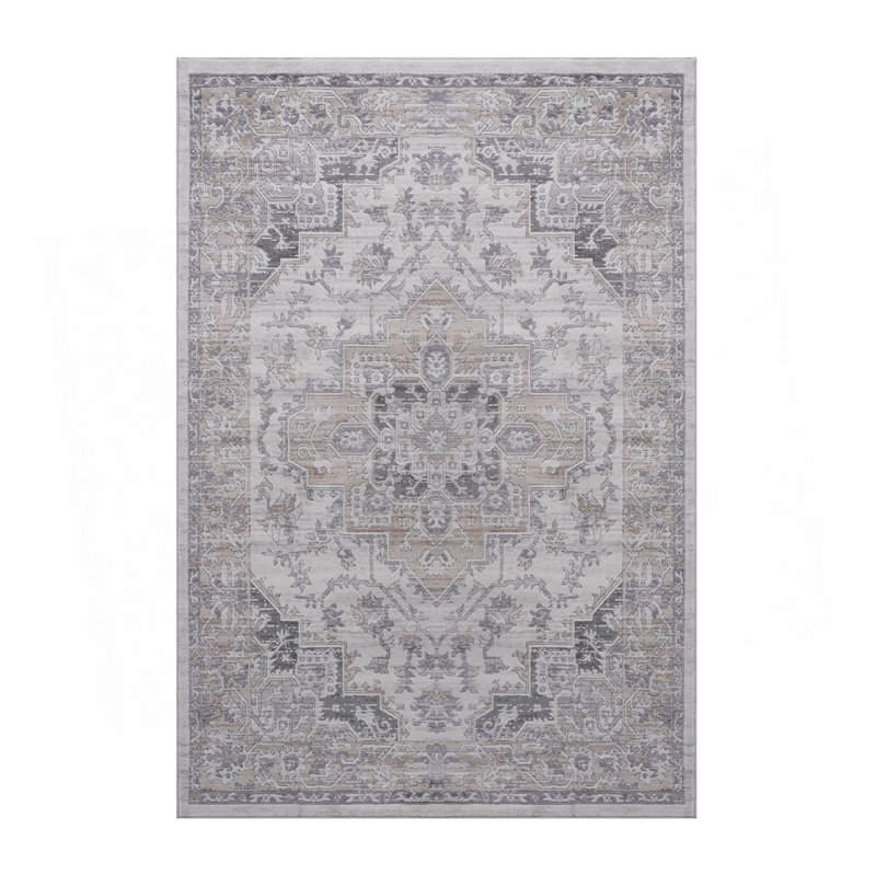 Collection Ivory Oriental Non-Shedding Living Room Bedroom Dining Home Office Stylish And Stain Resistant Area Rug