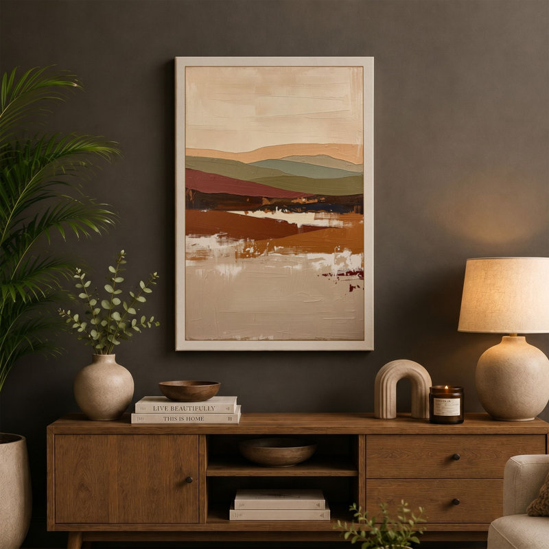 Waterside Layers Minimalist - Wrapped Canvas, 24x16 - 61.0 x 40.6 cm, Terracotta Border