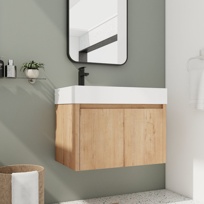 Friedhilde 29.97'' Single Bathroom Vanity with Resin Top