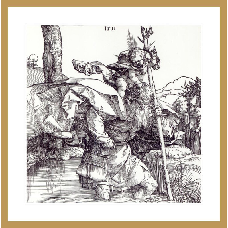 Saint-Christ portant le Christ Infantile par Albrecht Dürer - Impression sur toile, H 33,89 po x l 33,5 po