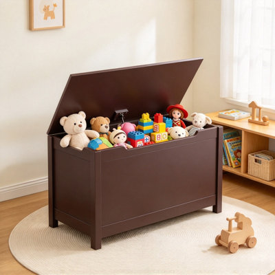 Wooden Kids Toy Storage Chest, Safety Hinge Toy Box with Large Storage Space, Children Organizer Bench for Playroom, Bedroom & Nursery by August Grove