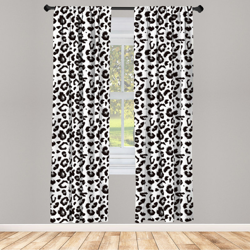  Animal Print Semi-Sheer Rod Pocket Curtain Panels, 28" x 63"