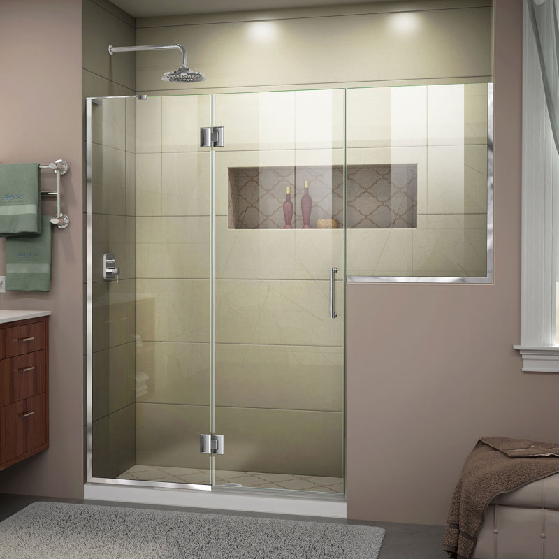 DreamLine Unidoor-X 65 - 65.5 inch W x 72 inch H Frameless Hinged Shower Door in Chrome, Chrome, 65.5"