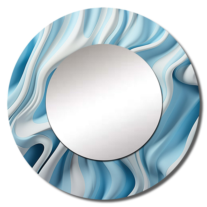Sharryn Op Art Blue Focus I - miroir décoratif Op Art, miroir mural rond moderne, impression d'art en métal, 36 po x 36 po