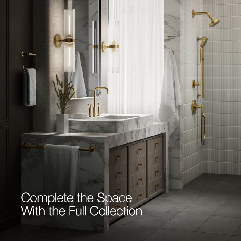 Purist Widespread Bathroom Faucet, Brushed Brass