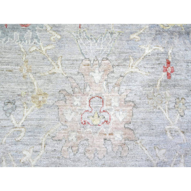 Tapis angus en laine noué à la main bleu acier 9 pi 10 po x 9 pi 10 po Angora Oushak 0134460D5A364F84887EC769A0FA35A8