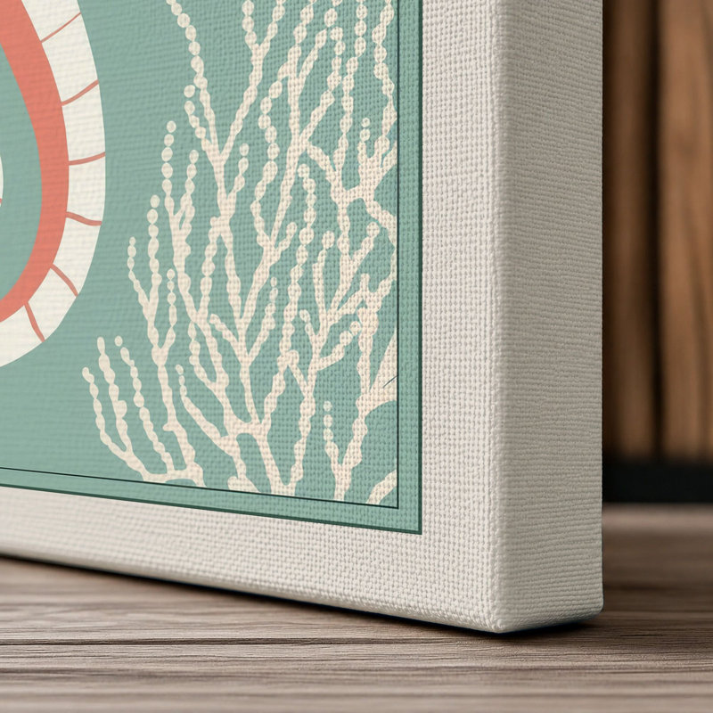 Graceful Seahorse Coastal - Wrapped Canvas, 18x12 - 45.7 x 30.5 cm, Cream Border