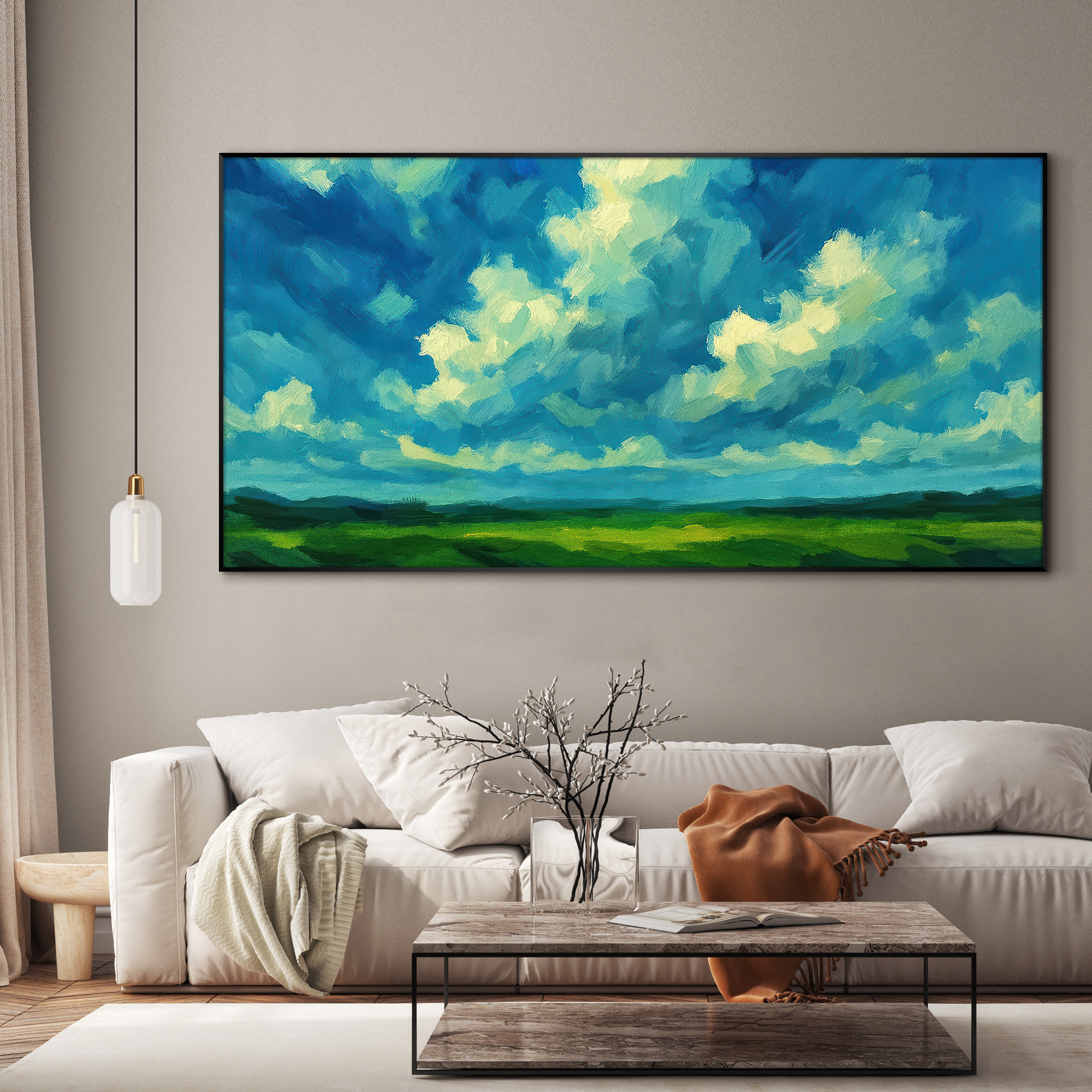 SIGNLEADER Extra Large Blue Sky and Clouds Wall Art – Abstract ...