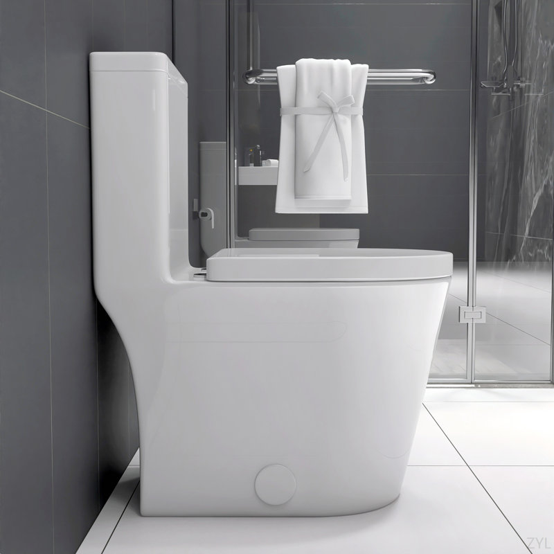 Petite toilette compacte une pièce à double chasse, profondeur courte de 23 pouces pour petite salle de bain, blanc