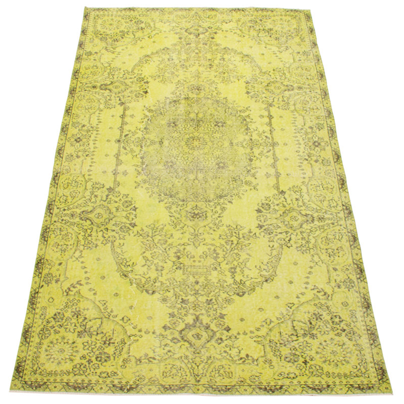 Tapis transitionnel de couleur vert clair / jaune clair 5 pi 10 po x 9 pi 7 po