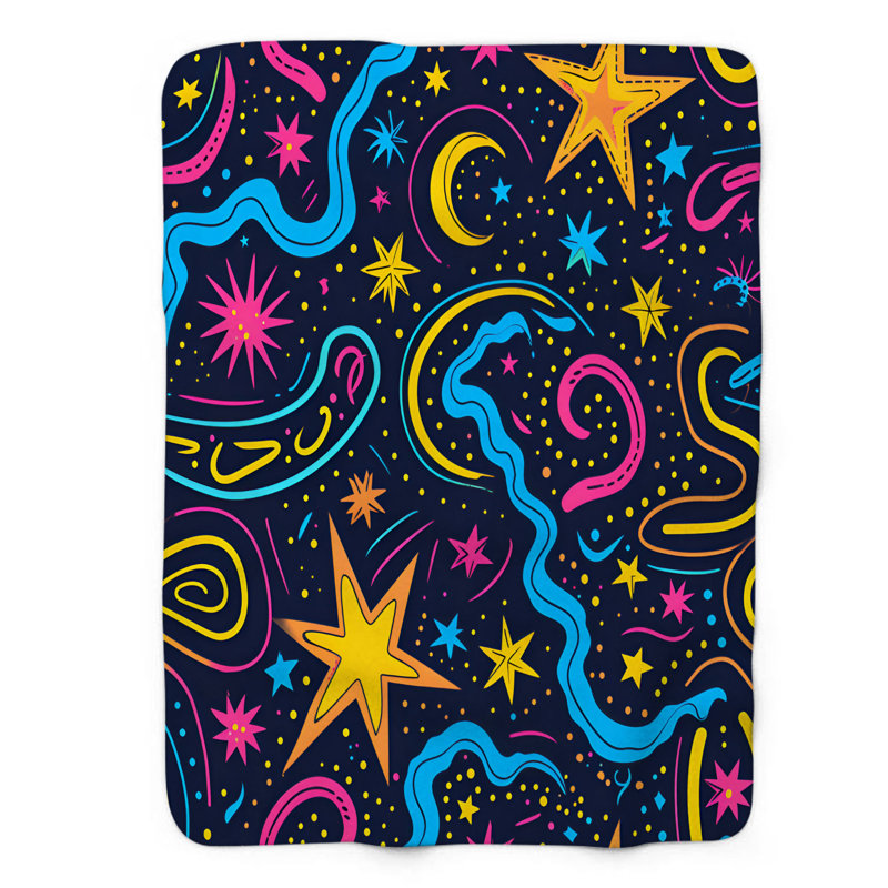 Couverture céleste en sherpa 1 pièce Celestial Neon Sky, Grand lit
